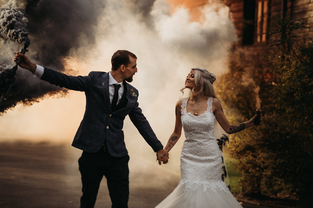 Cooling Castle Barn Wedding Thyme Lane Photography Smoke Bomb Orange Photo Photographs Portraits Halloween