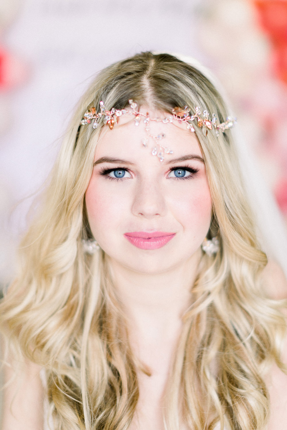 Bride Bridal Make Up Headdress Accessory Coral Peach Wedding Ideas Courtney Dee Photography