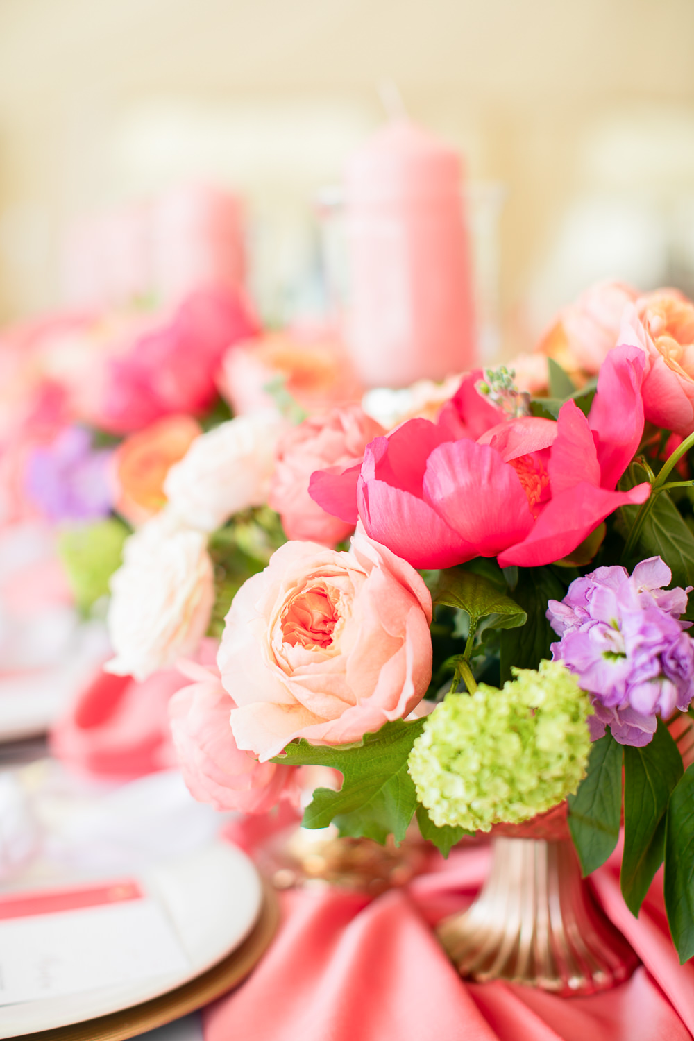 Flowers Peony Peonies Rose Vase Table Centrpiece Coral Peach Wedding Ideas Courtney Dee Photography