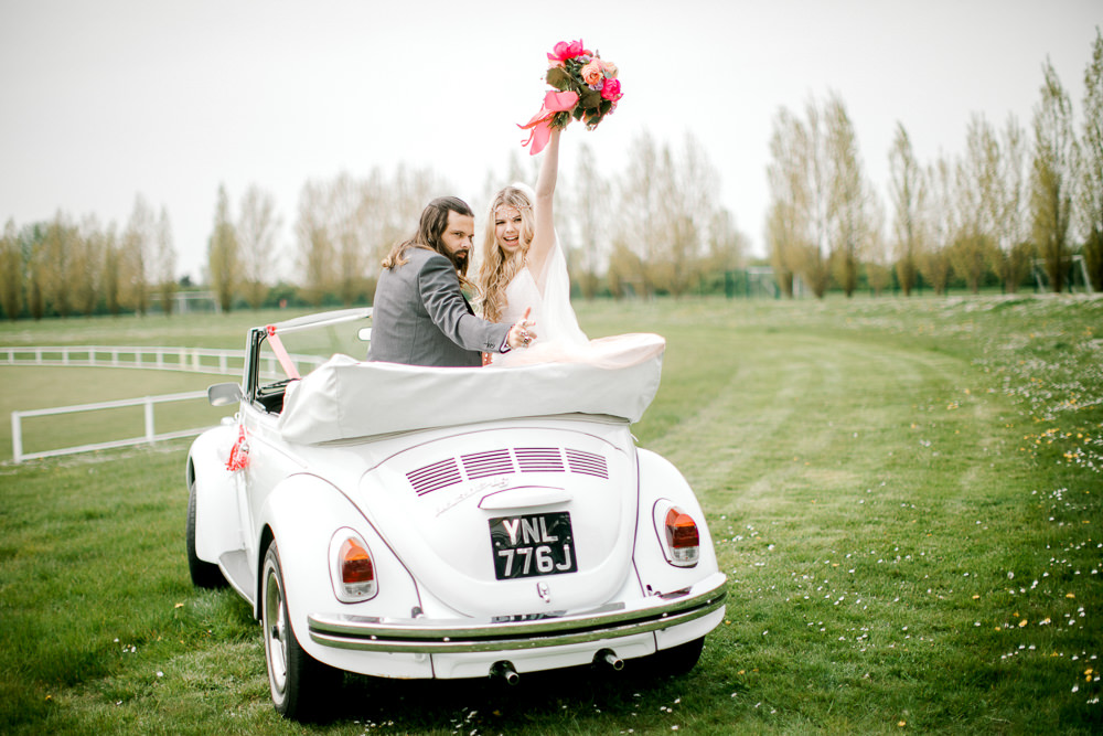 VW Beetle Car Transport Coral Peach Wedding Ideas Courtney Dee Photography
