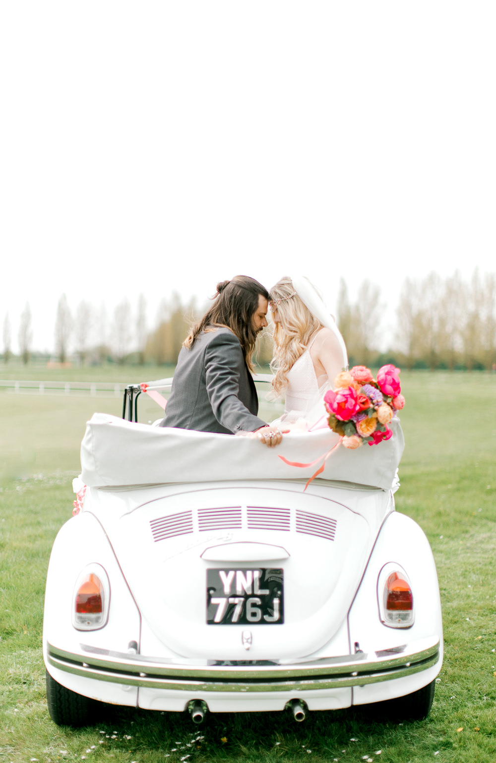 VW Beetle Car Transport Coral Peach Wedding Ideas Courtney Dee Photography