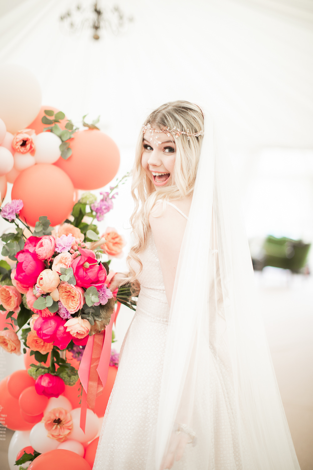 Bride Bridal Veil Coral Peach Wedding Ideas Courtney Dee Photography