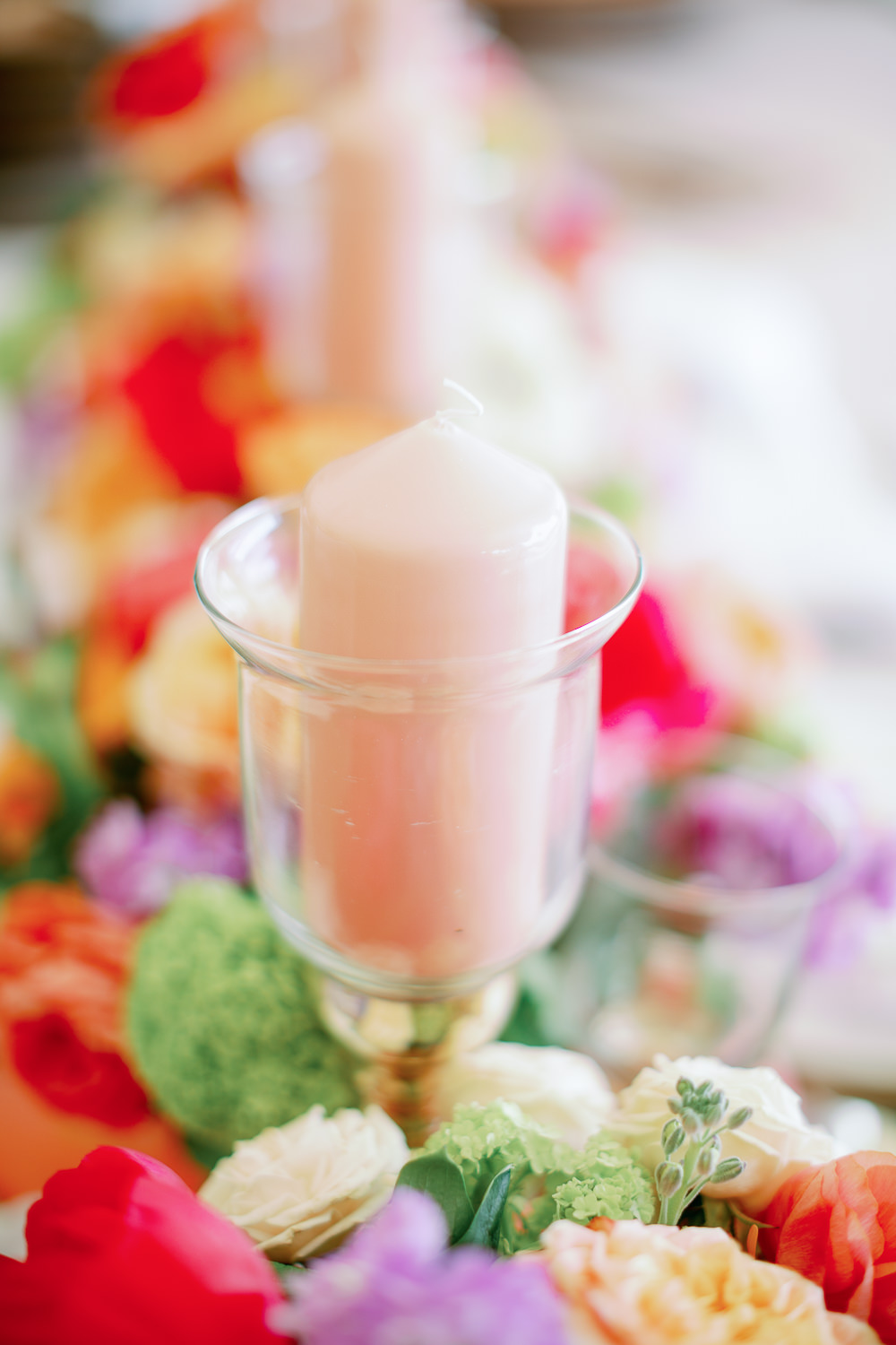 Pillar Candle Glass Holder Table Decor Coral Peach Wedding Ideas Courtney Dee Photography