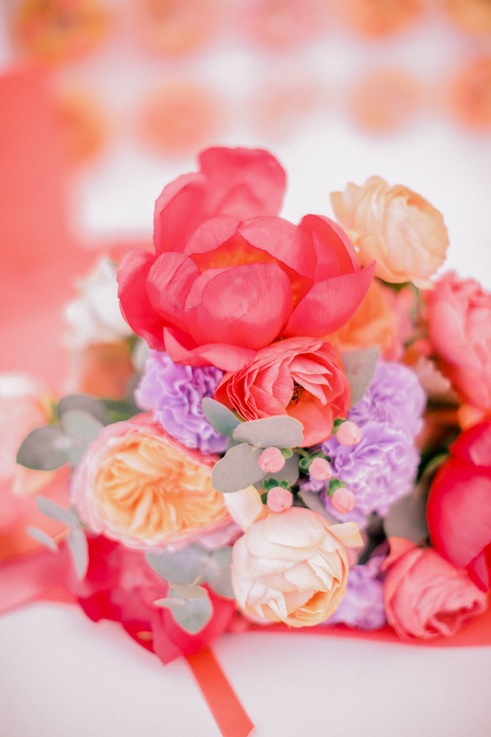 Bouquet Flowers Bride Bridal Peony Peonies Rose Ribbon Coral Peach Wedding Ideas Courtney Dee Photography