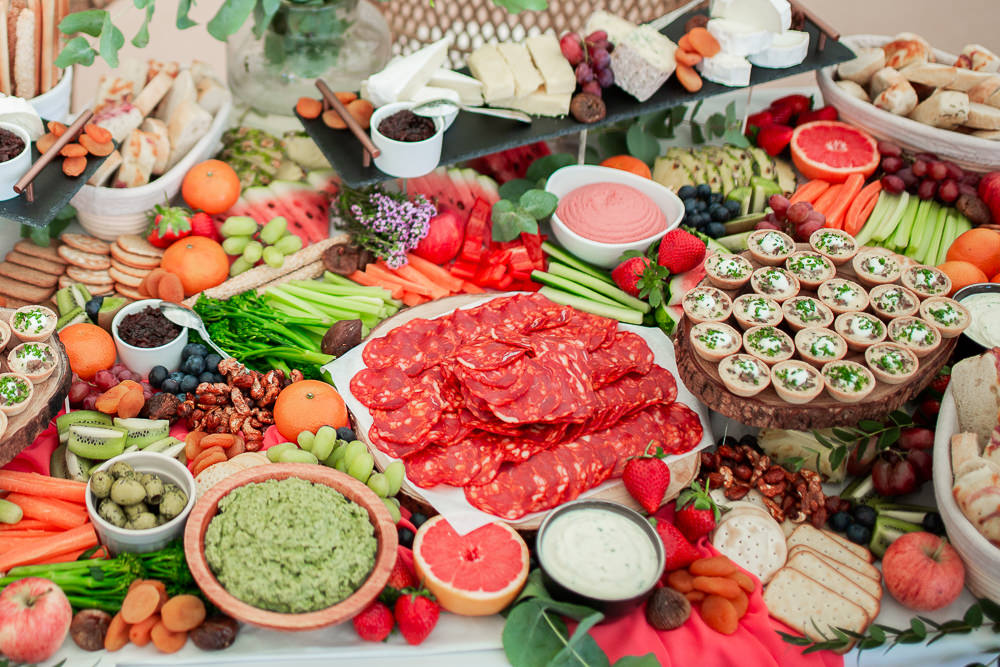 Food Grazing Table Sharing Platter Coral Peach Wedding Ideas Courtney Dee Photography