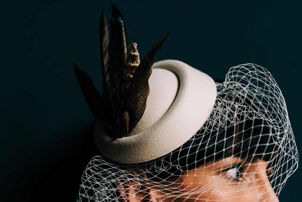 Bride Bridal Accessory Feather Lace Headpiece Glazebrook House Wedding Harriet Bird Photography
