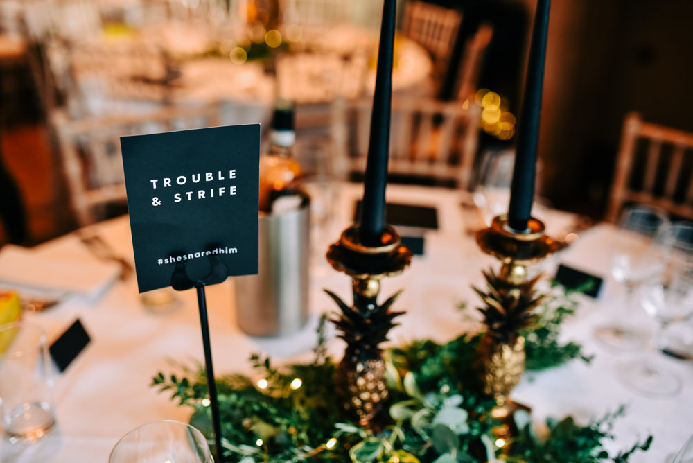 Centepiece Quirky Candle Sticks Greenery Foliage Glazebrook House Wedding Harriet Bird Photography