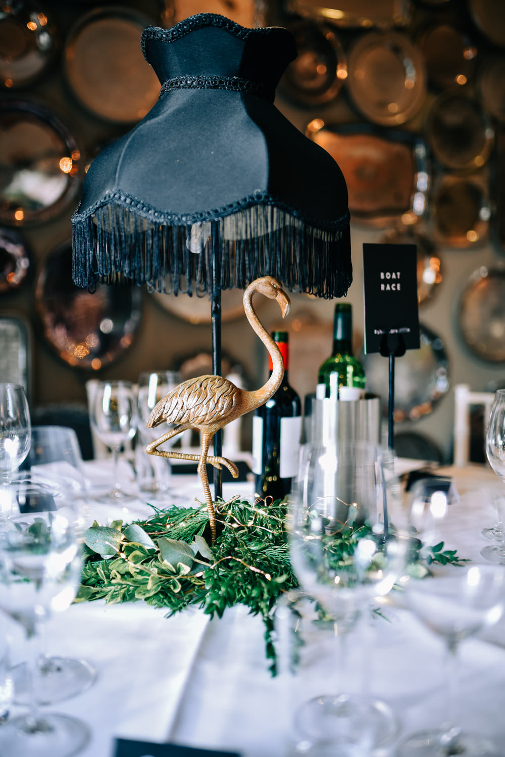 Centepiece Quirky Lamp Bird Candle Sticks Greenery Foliage Glazebrook House Wedding Harriet Bird Photography
