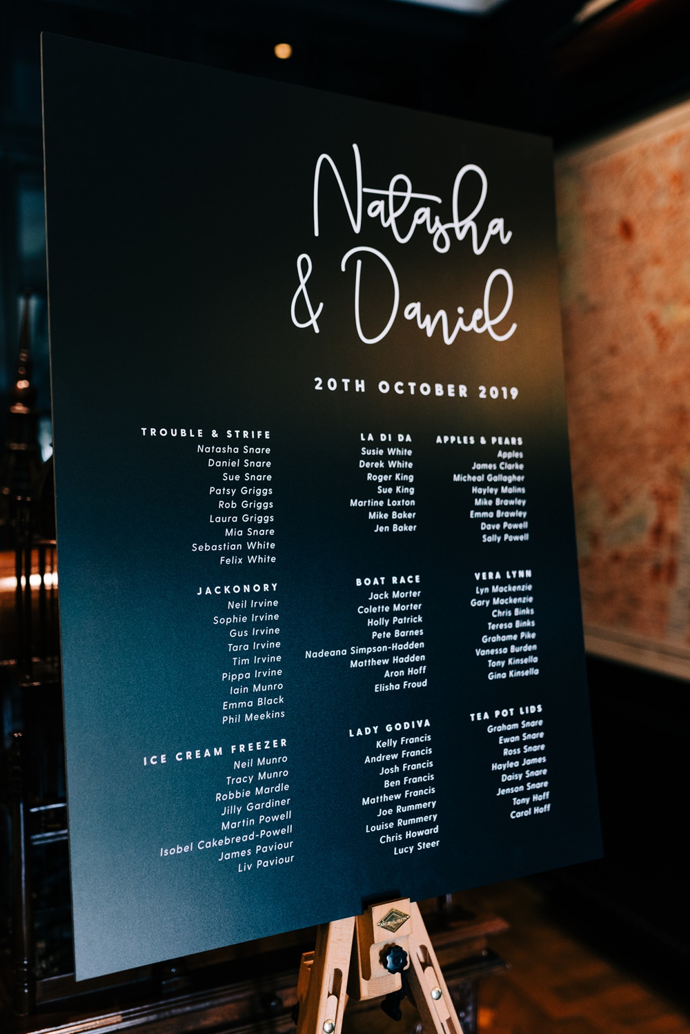 Table Plan Black White Calligraphy Seating Chart Glazebrook House Wedding Harriet Bird Photography