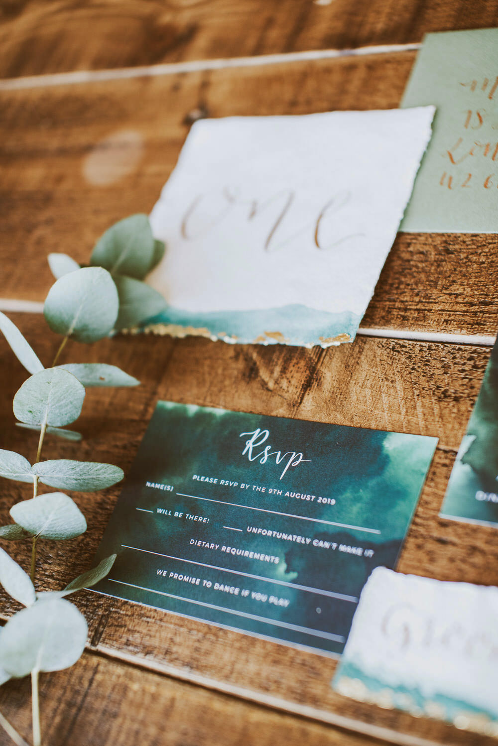 Stationery Suite Invitations Invite Flat Lay Calligraphy Green Gold Wedding Ideas Samantha Davis Photography