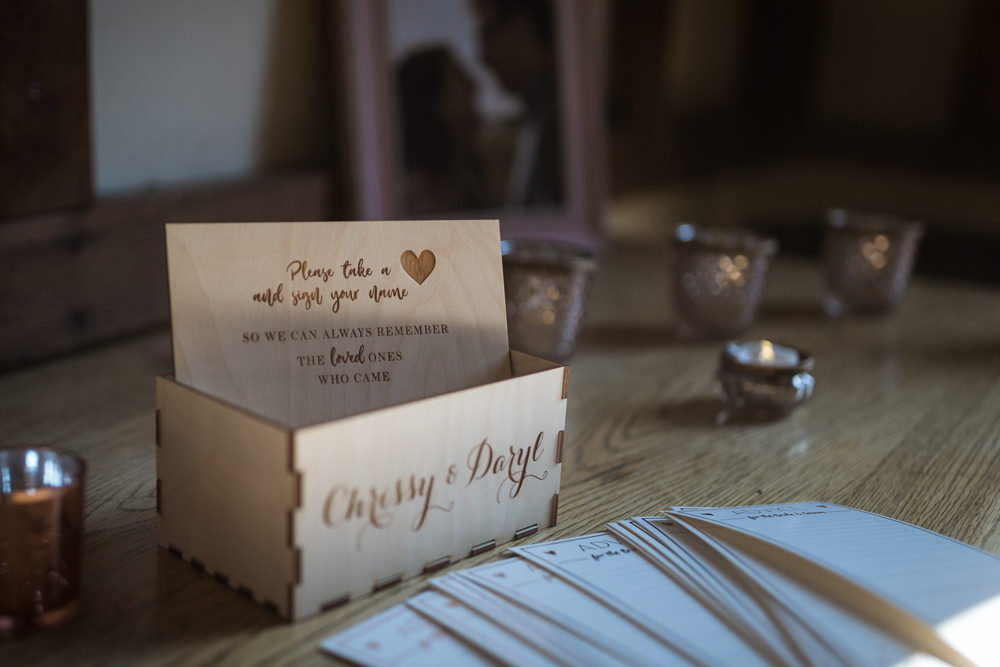 Guest Book Wooden Box Haughley Park Barn Wedding Him and Her Wedding Photography