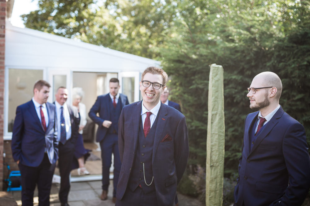 Groom Suit Navy Red Tie Haughley Park Barn Wedding Him and Her Wedding Photography