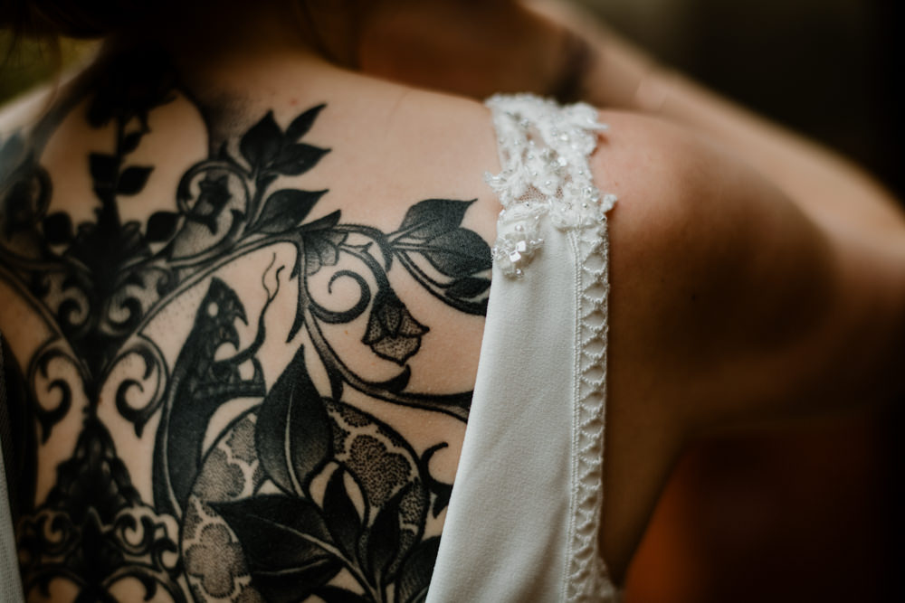 Bride Bridal Tattoo Indie Autumn Wedding Kazooieloki Photography