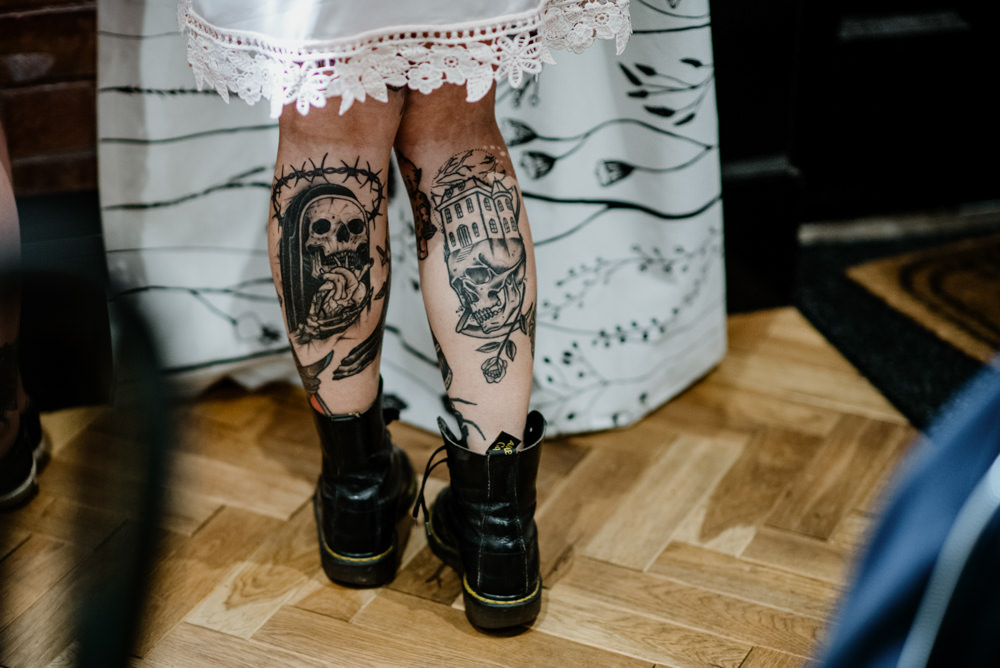 Bride Bridal Tattoos Indie Autumn Wedding Kazooieloki Photography
