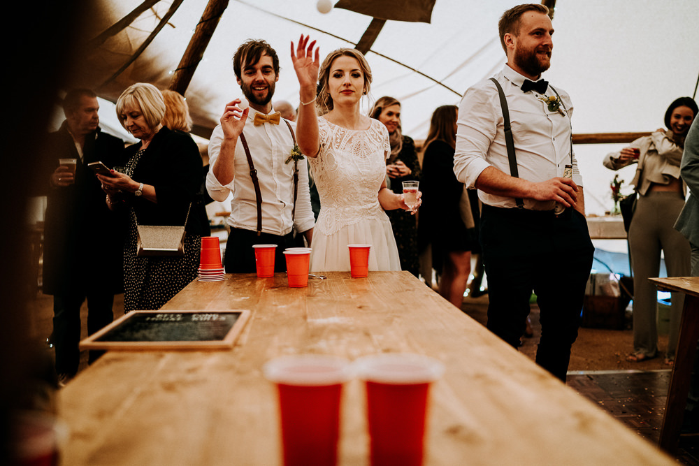 Beer Pong Game Individual Tipi Wedding Bridgwood Wedding Photography