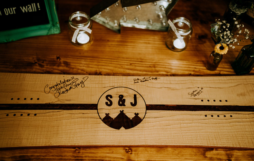 Wooden Guest Book Snowboard Individual Tipi Wedding Bridgwood Wedding Photography