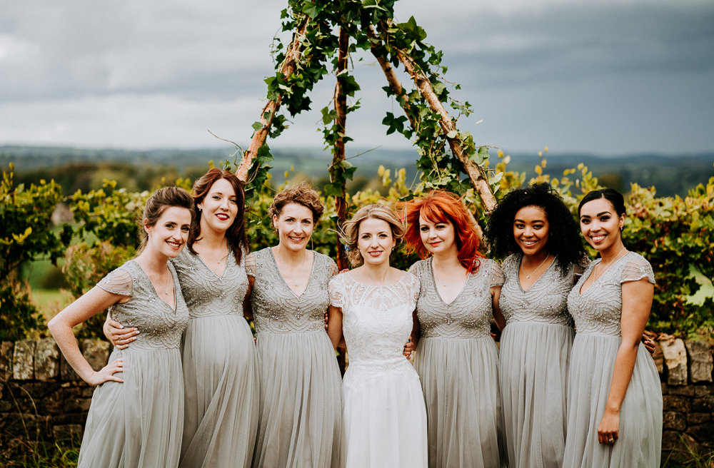 Bridesmaids Bridesmaid Dress Dresses Grey Individual Tipi Wedding Bridgwood Wedding Photography