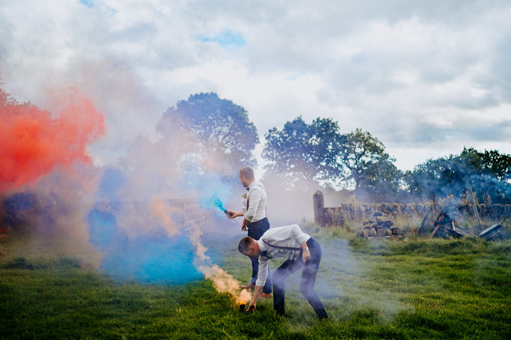 Smoke Bomb Photo Portraits Individual Tipi Wedding Bridgwood Wedding Photography