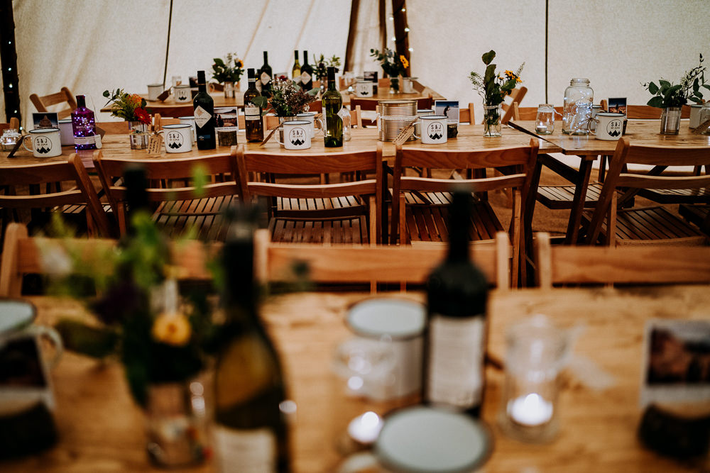 Long Tables Decor Flowers Individual Tipi Wedding Bridgwood Wedding Photography