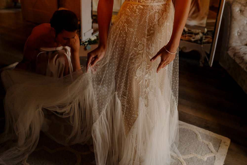 BHLDN Dress Gown Bride Bridal Tulle Lace Train Industrial Barn Wedding Toast Of Leeds