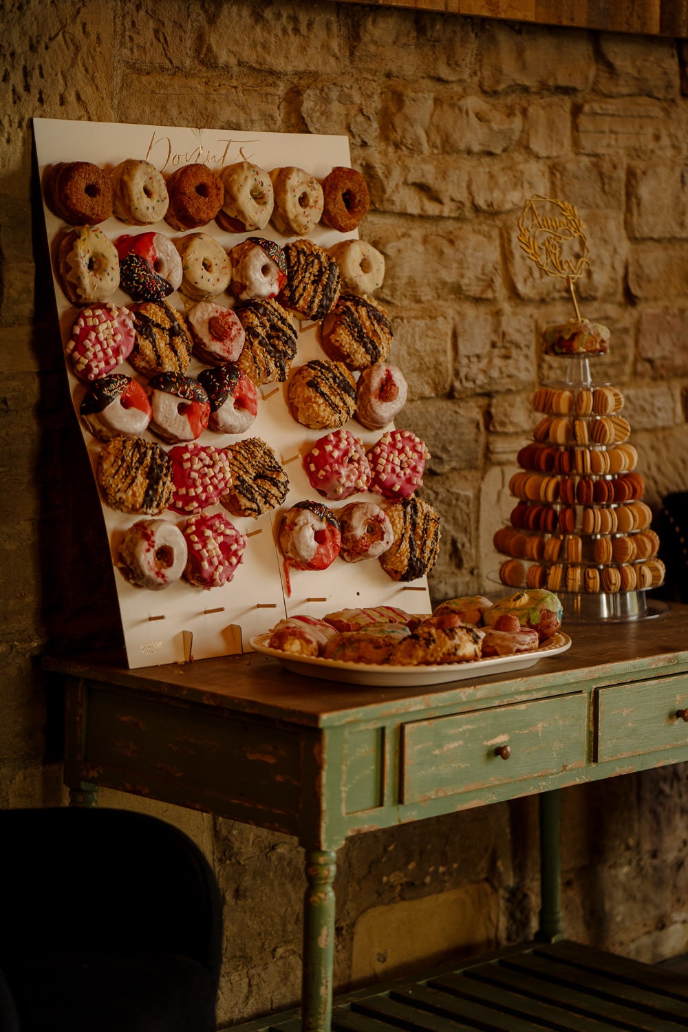 Donut Wall Doughnut Stand Industrial Barn Wedding Toast Of Leeds