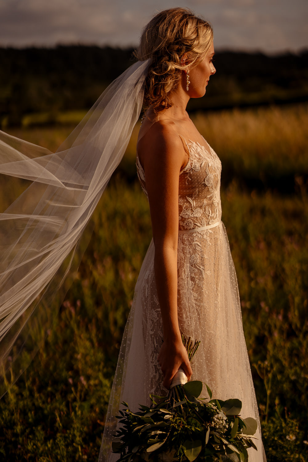 BHLDN Dress Gown Bride Bridal Tulle Lace Train Veil Industrial Barn Wedding Toast Of Leeds