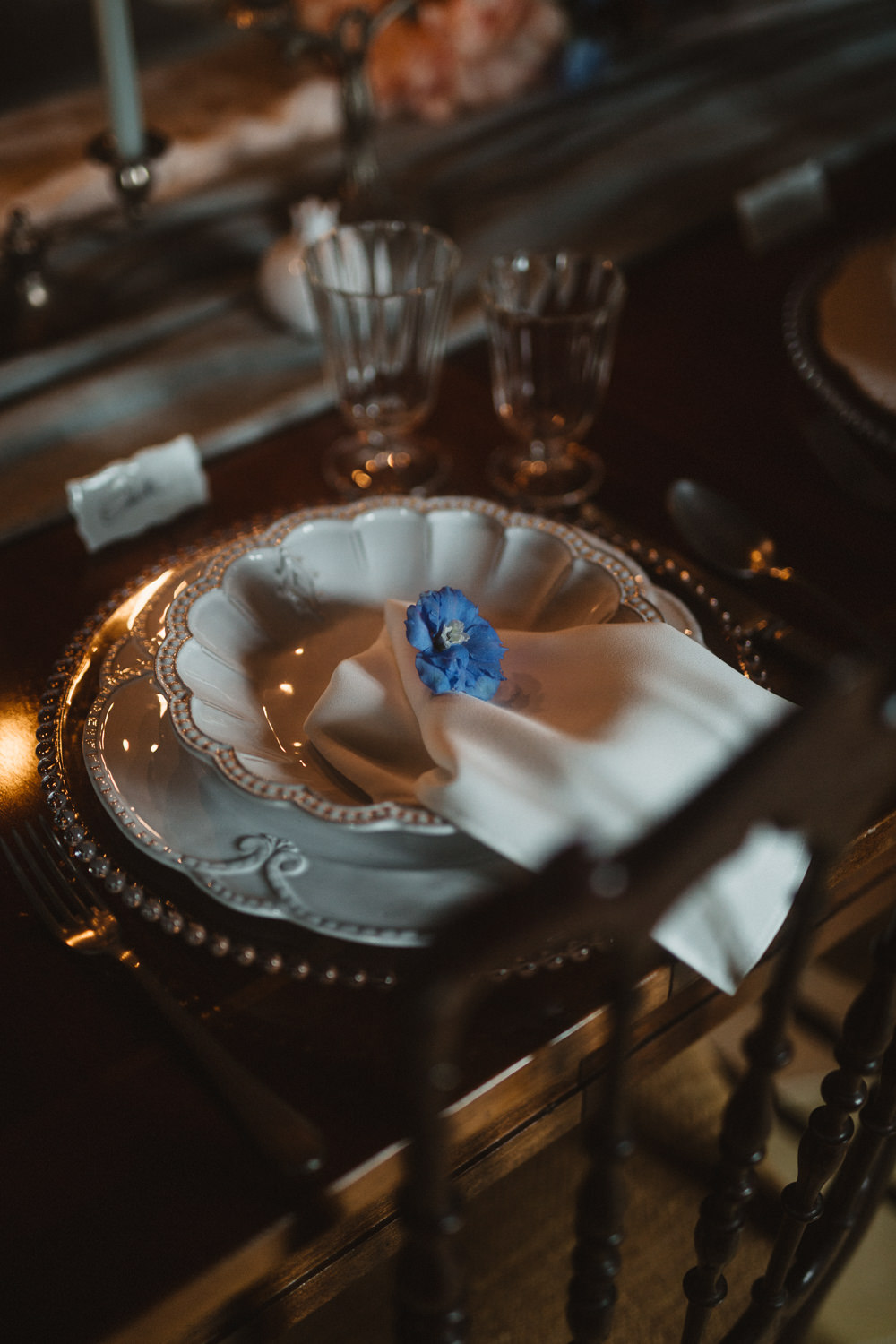 Table Setting Place Setting Decor Napkin Blue Flower Le Marche Wedding Inspiration Francesca Angrisano