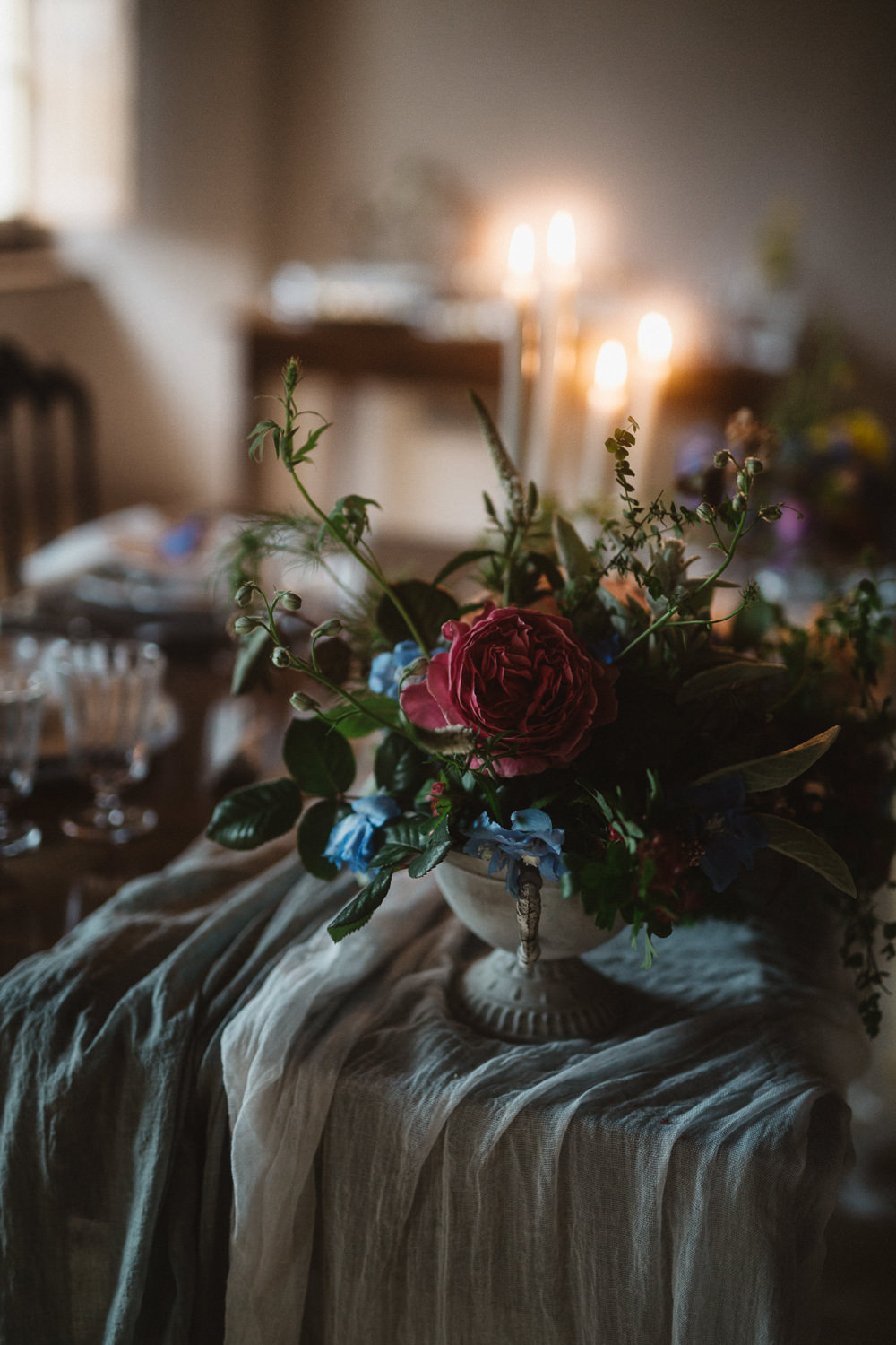 Table Flowers Vase Urn Rose Greenery Foliage Le Marche Wedding Inspiration Francesca Angrisano