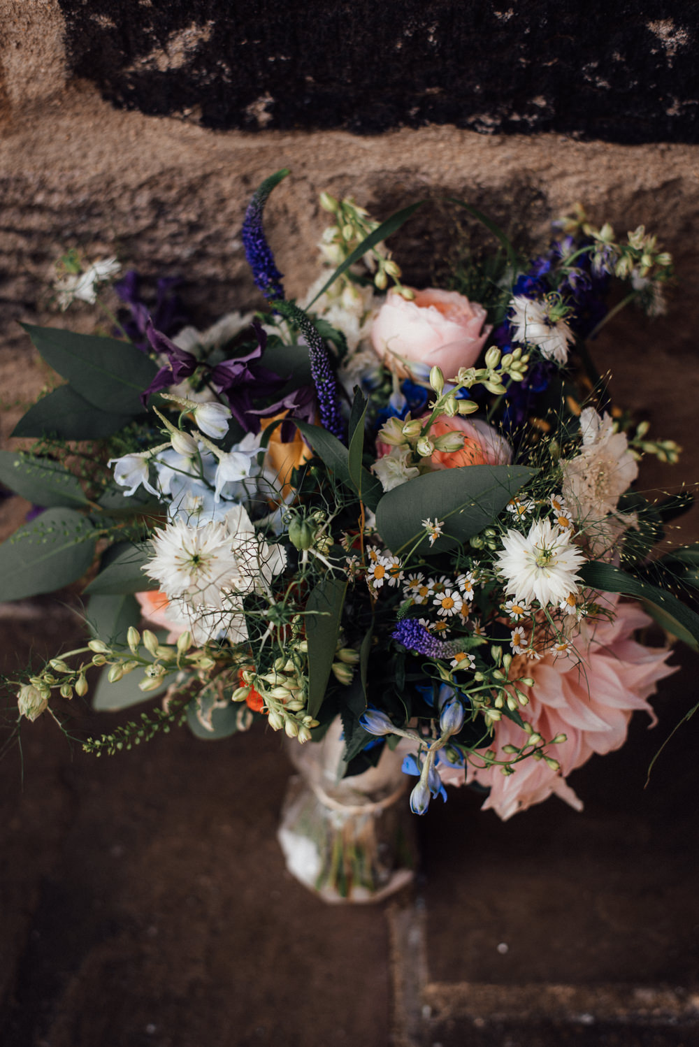 Bouquet Flowers Bride Bridal Nigella Rose Dahlia Daisy Lineham Farm Wedding Marni V Photography