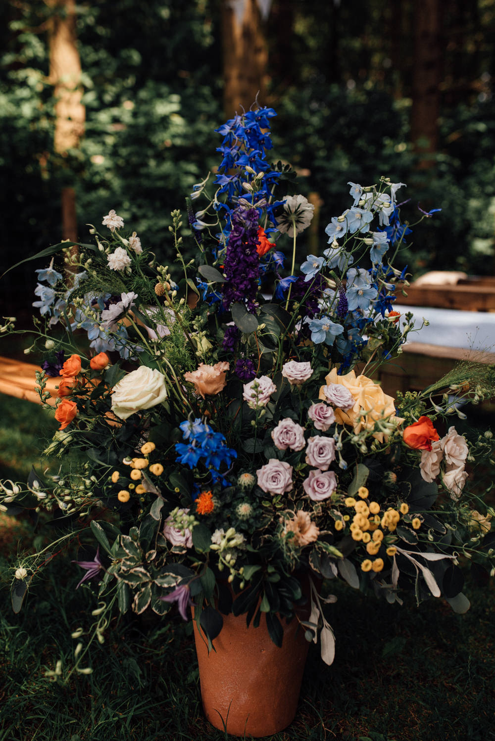 Ceremony Flowers Terracotta Pot Wild Natural Colourful Lineham Farm Wedding Marni V Photography
