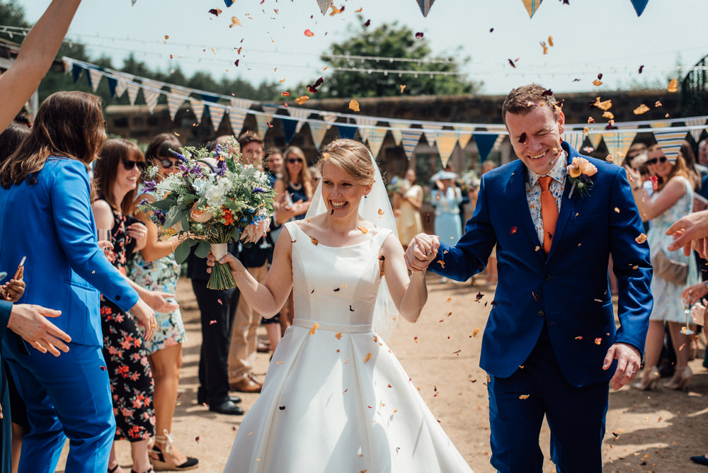 Confetti Throw Lineham Farm Wedding Marni V Photography