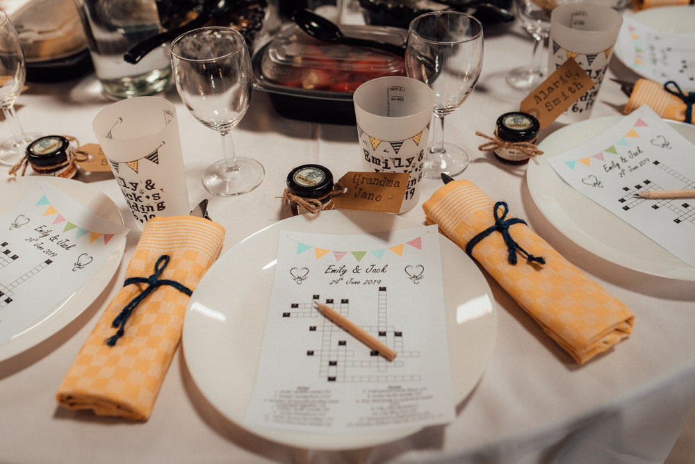 Crossword Quiz Table Setting Lineham Farm Wedding Marni V Photography