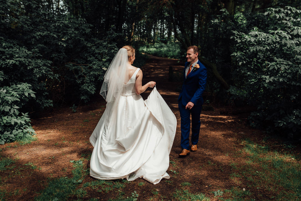 Dress Gown Bride Bridal Pockets Veil Lineham Farm Wedding Marni V Photography