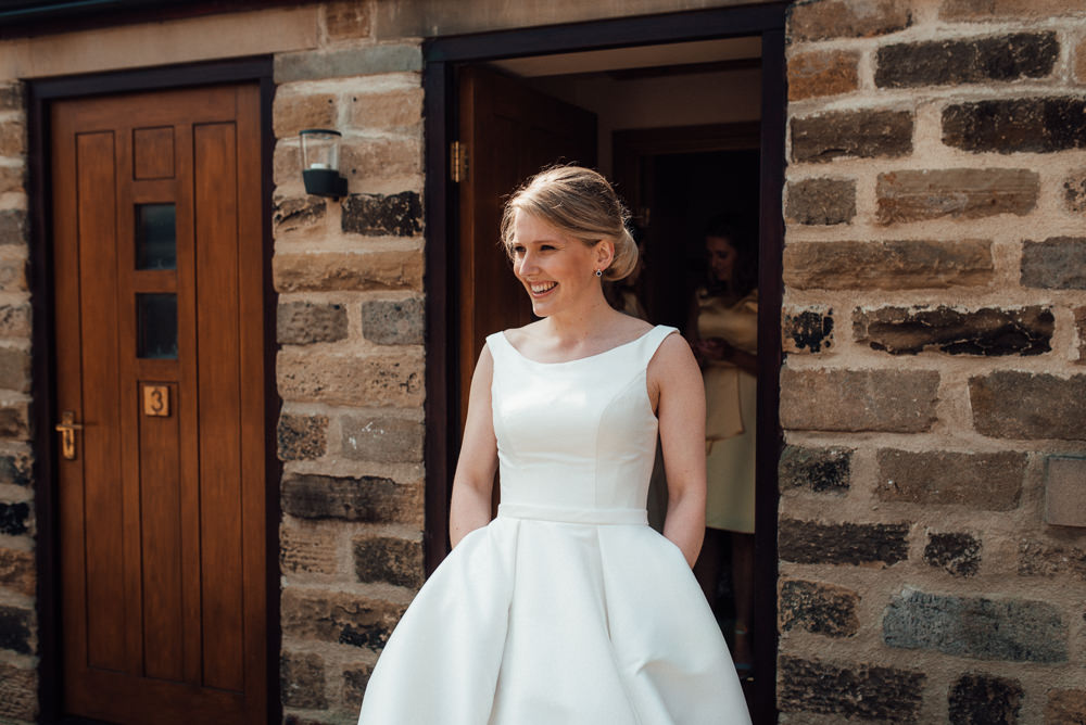 Dress Gown Bride Bridal Pockets Lineham Farm Wedding Marni V Photography