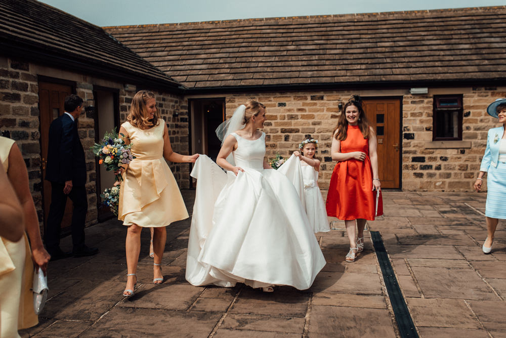 Dress Gown Bride Bridal Pockets Lineham Farm Wedding Marni V Photography