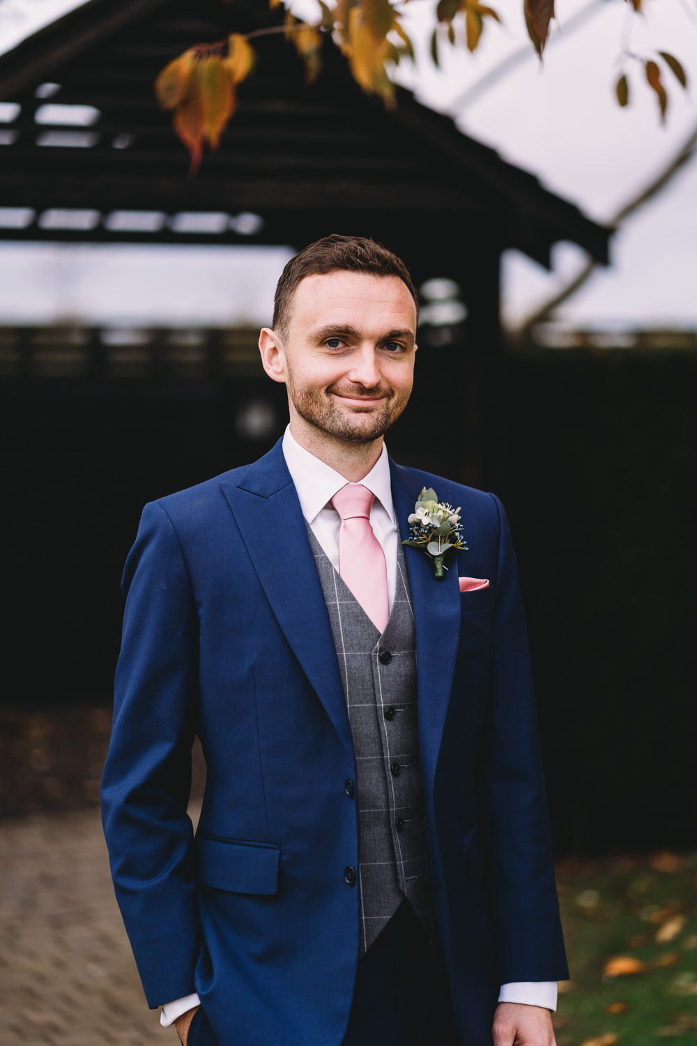 Groom Groomsmen Suit Waistcoat Blue Pink Tie Maidens Barn Wedding Sophie Oldhamstead Photography