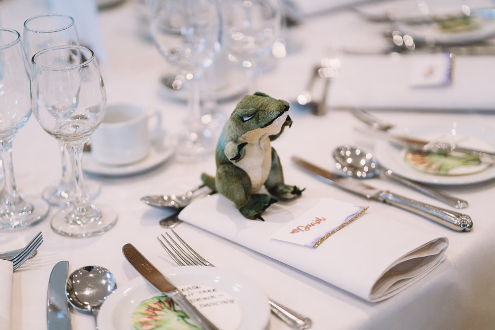 Teddy Dinosaur Favour Maidens Barn Wedding Sophie Oldhamstead Photography