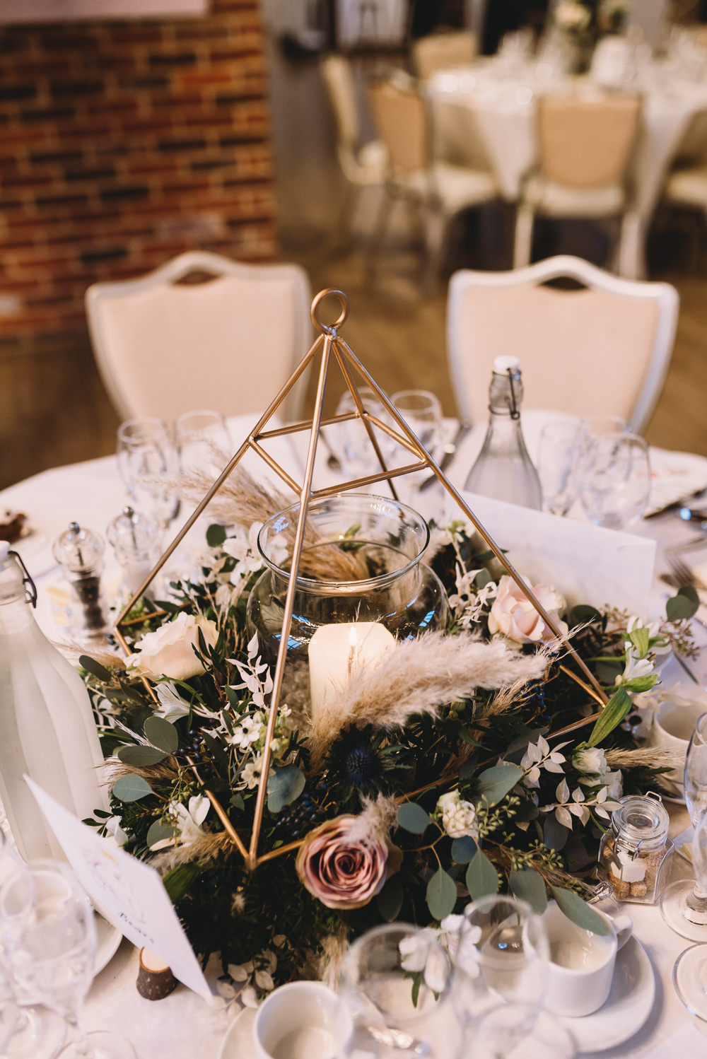 Terrarium Centrepiece Decor Flowers Maidens Barn Wedding Sophie Oldhamstead Photography