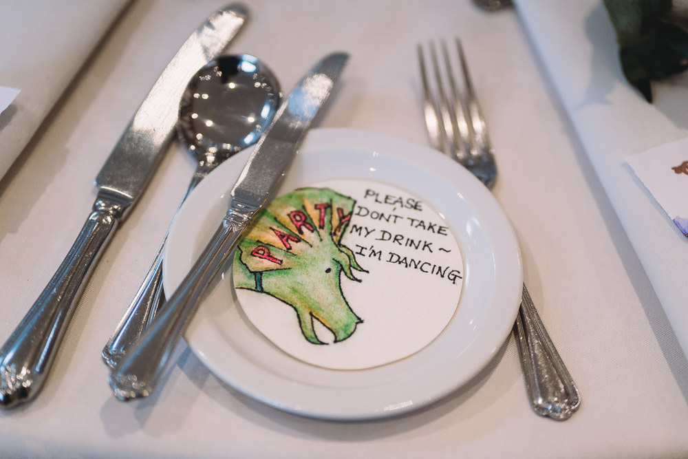 Drinks Token Plate Maidens Barn Wedding Sophie Oldhamstead Photography