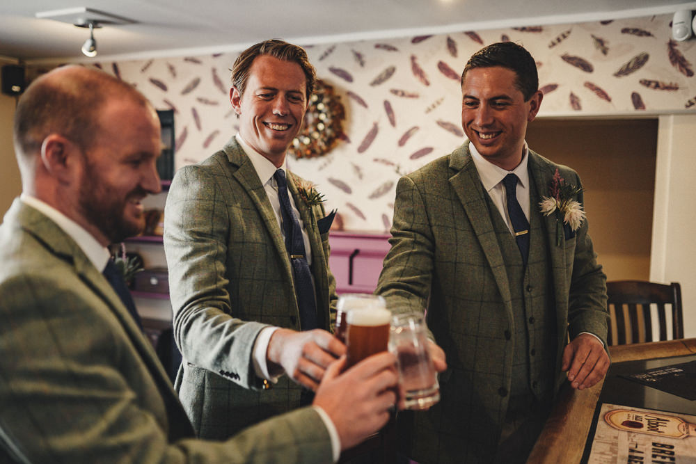 Groom Groomsmen Suit Tweed Jacket Waistcoat Chinos Tie Marquee Wedding Home The Chamberlins