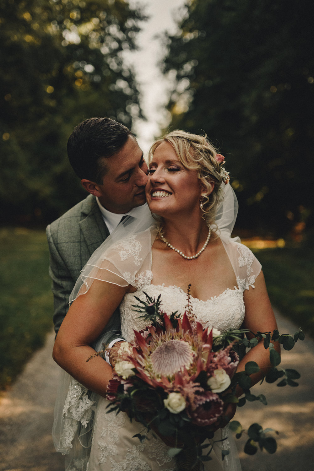 Bouquet Flowers Bride Bridal Protea Astilbe Thistle Marquee Wedding Home The Chamberlins