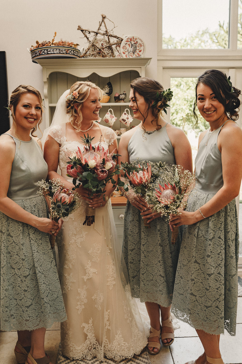 Bridesmaids Bridesmaid Dress Dresses Short Lace Sage Green Marquee Wedding Home The Chamberlins
