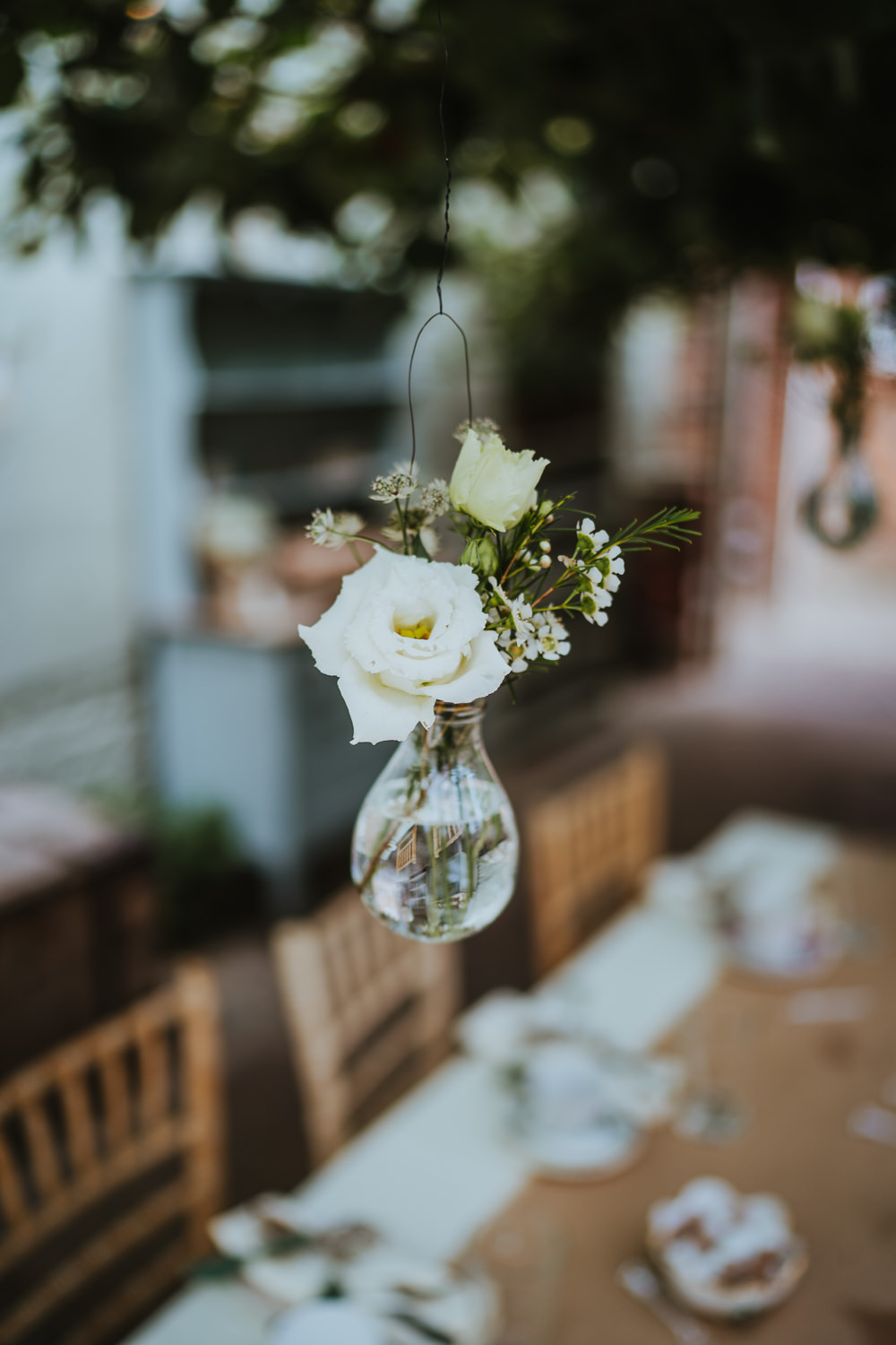 Hanging Flowers Suspended Vases Micro Wedding Nicola Dawson Photography