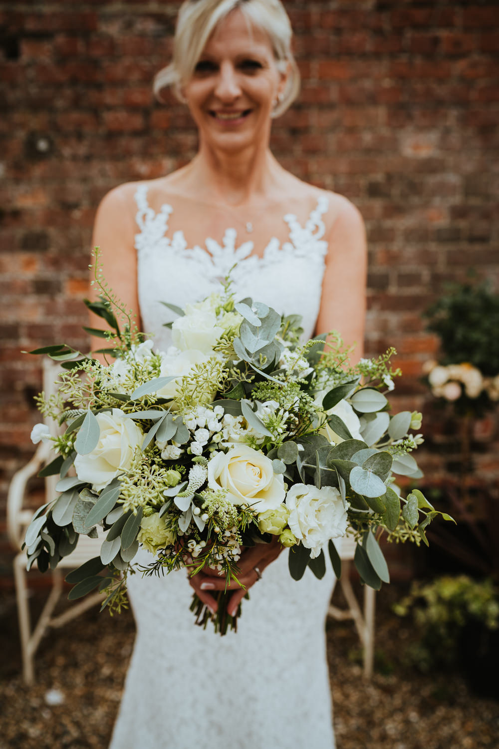 Bouquet Flowers Bride Bridal Large Greeenery Foliage White Eucalyptus Rose Micro Wedding Nicola Dawson Photography