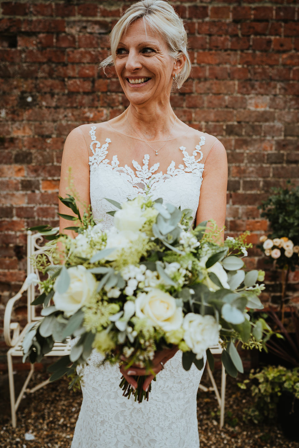 Bouquet Flowers Bride Bridal Large Greeenery Foliage White Eucalyptus Rose Micro Wedding Nicola Dawson Photography
