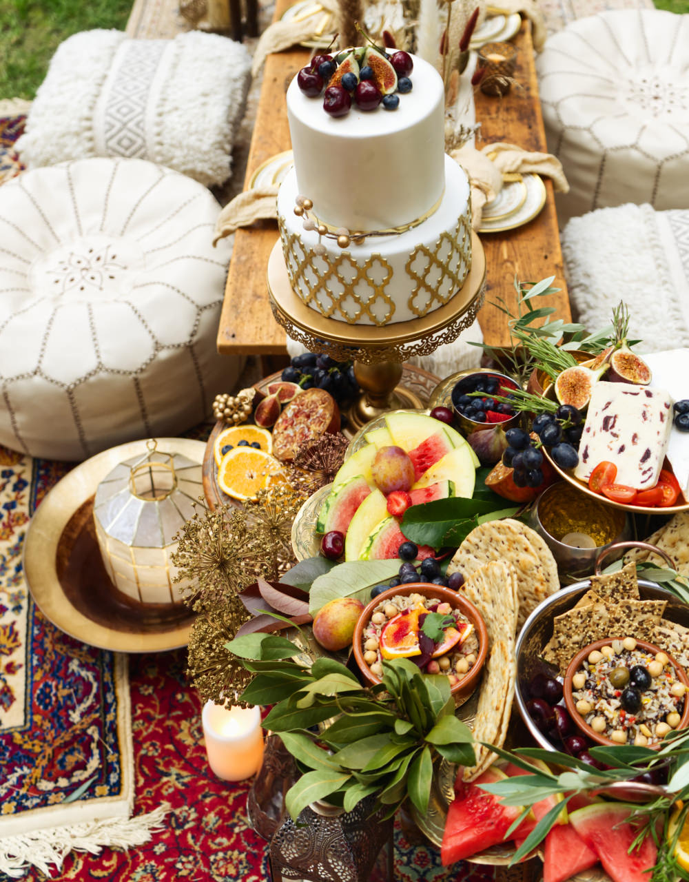 Cake Gold Pattern Fruit Moroccan Wedding Inspiration Luke Batchelor Productions