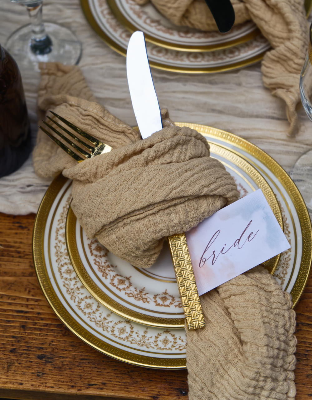 Place Setting Napkin Place Card Watercolour Calligraphy Moroccan Wedding Inspiration Luke Batchelor Productions