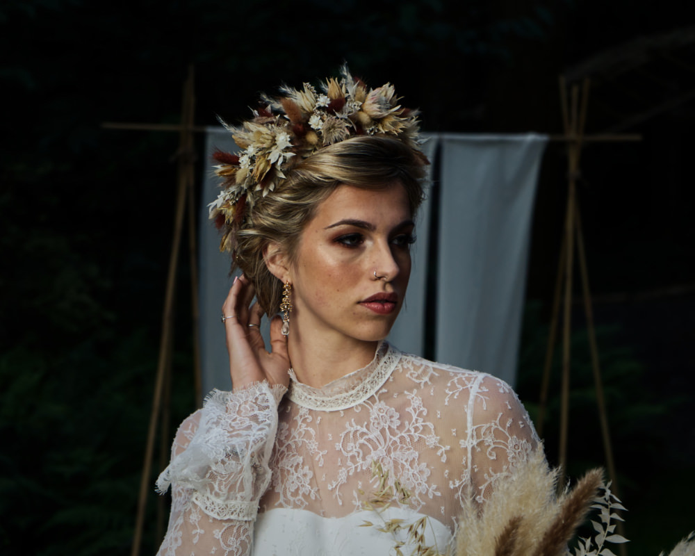 Pampas Grass Bouquet Flowers Bride Bridal Dried Flowers Flower Crown Moroccan Wedding Inspiration Luke Batchelor Productions