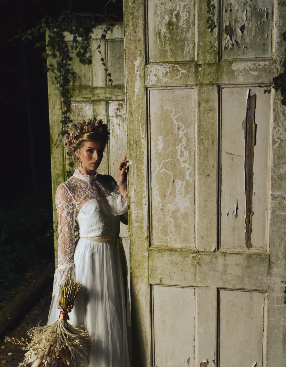 Bride Bridal Dress Gown High Neck Lace Sleeves Lisa Lyons Bridal Moroccan Wedding Inspiration Luke Batchelor Productions