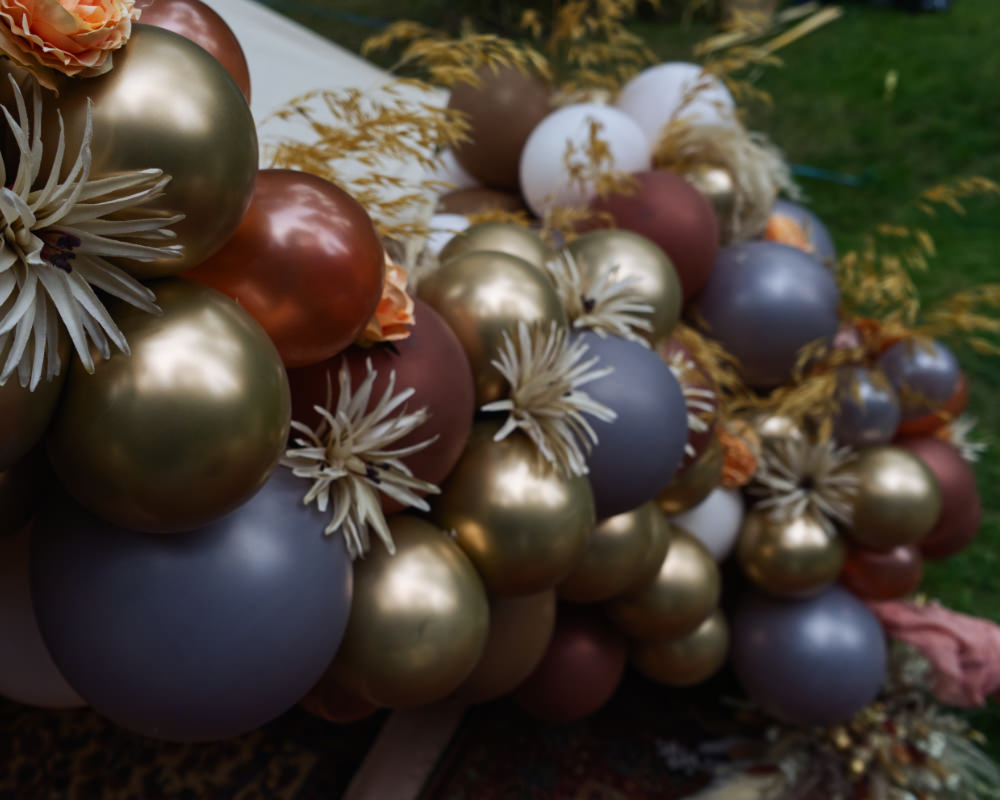 Balloons Balloon Installation Lilac Red Gold Moroccan Wedding Inspiration Luke Batchelor Productions